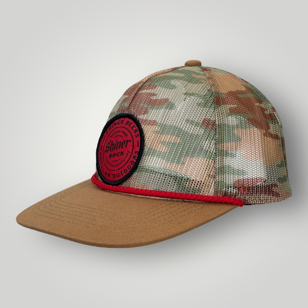Shiner Bock Beer Snapback Hat Mens OS Rope Camo Mesh Cap Magellan Outdoors NWOT